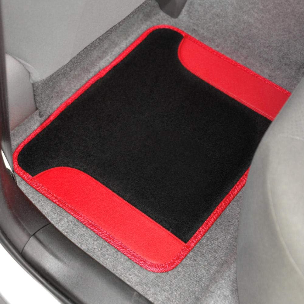 carXS Fresh Two-Tone Carpet Floor Mats, Tribal Tattoo Design with Vinyl Trim for Car Sedan Truck SUV, Front & Rear Set of 4, Universal Fit