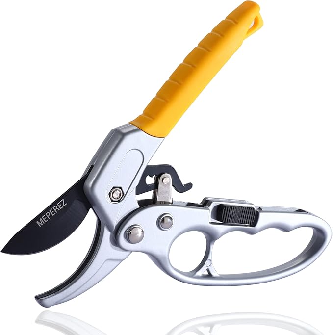 Ultra Sharp Germany Steel Pruning Shears - Cuts 3X Easier, Weak Hand Arthritis Snips, Rust-Resistant, Effortlessly 1-Inch Cut Capacity Garden Scissors, Ergonomic Handle (2 pack-yellow)