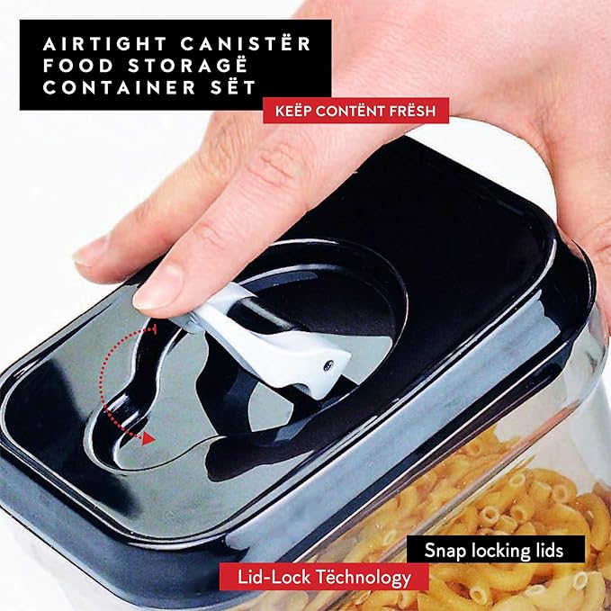 DWËLLZA KITCHEN Airtight Food Storage Containers with Lids – 4 Piece Set Air Tight Kitchen Storage Containers Clear Pantry Organization and Storage Set BPA-Free - Keeps your Food Fresh & Dry