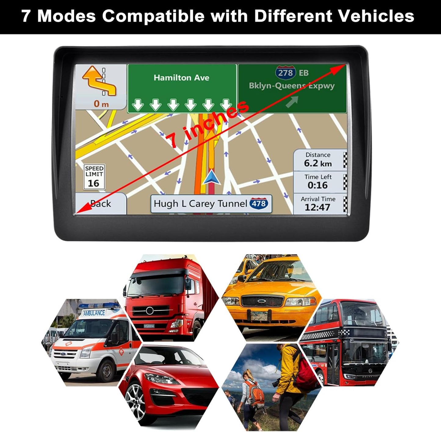 GPS Navigator for Car, Latest 2025 Map 7-inch HD Display 16GB 256MB Satellite Navigation with Sun Visor,Smart Real Voice GPS Guidance,Provides Lifetime Live Map Updates