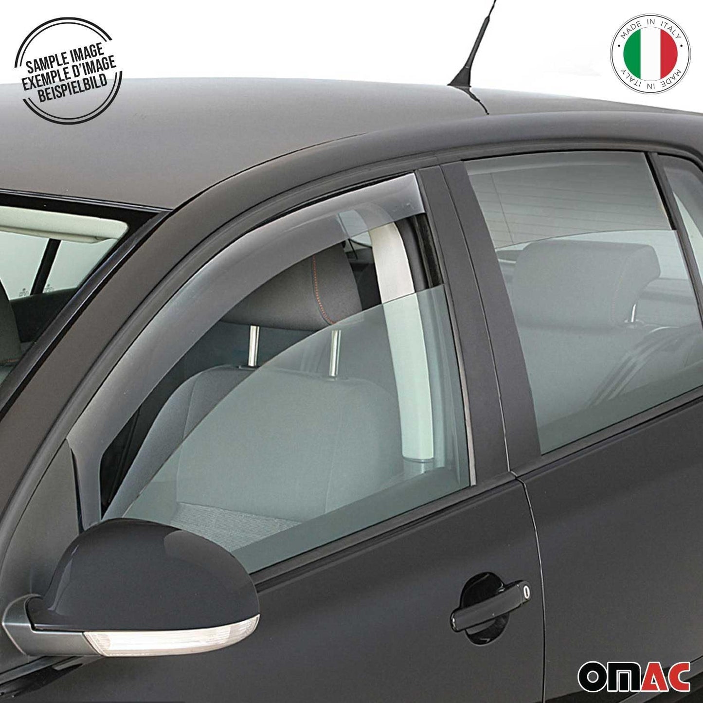 OMAC Window Visor Vent Rain Guard Deflector for Honda Civic 1996-2000 Sedan Smoke 2X