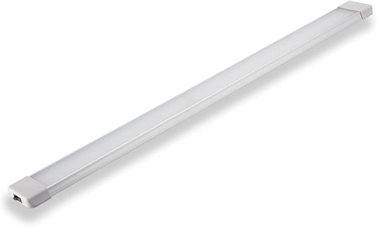 LED Interior Utility Light Fixture 30.3" x 2.6", High Lumen-Output Low Current Draw Energy Efficient, Frosted Lens 6000K Cool-White Even Diffused Beam, On/Off Rocker Switch 12V-24V DC, 1-Pack