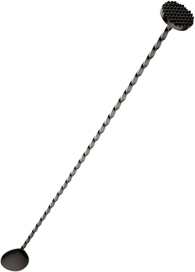 Barfly Bar Spoon with Muddler 15 3/4" (40.0 cm), (40 cm), Gun Metal Black