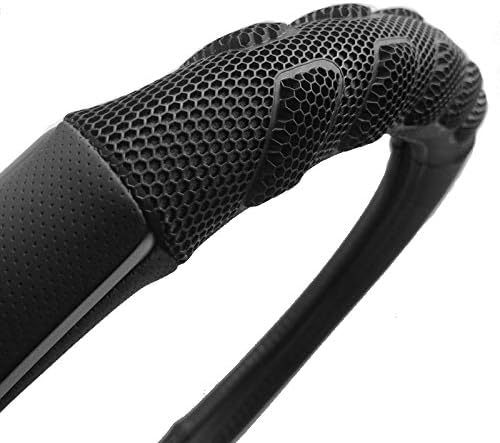 Flying Banner car Steering Wheel Cover Faux Leather Massage Universal fit 3D Honeycomb Hole Anti-Slip Sporty 15 Inches (Grey Black)