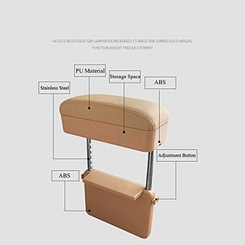 JEYODA Car Armrest Box Adjustable Pad Refit Car Central Lift Armres Storage Organizer Box Arm Rest (Grey)