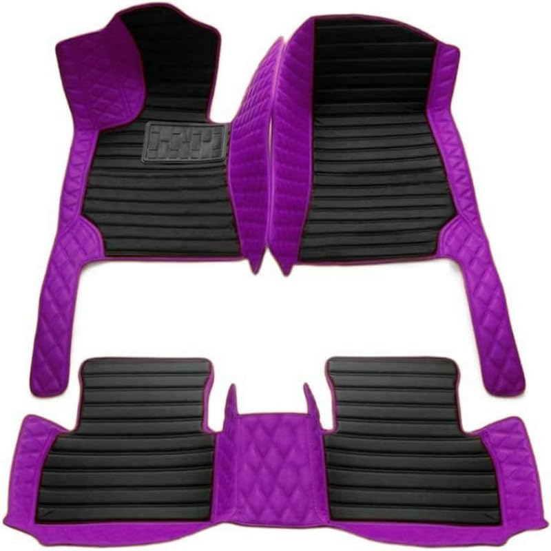 TAHALICustom Colors Car Floor Mats Black Pink for 99.9% Sedan SUV Sports， All-Weather Liners Car Floor mat，Luxury Leather Automotive Floor Mats (Purple Black,3D Floor Mats)