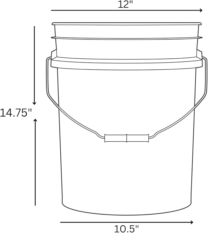 House Naturals 5 Gallon Premium HPDE Plastic Bucket - Made in USA Food Grade Storage Container, BPA Free All Purpose Pail (1, White)
