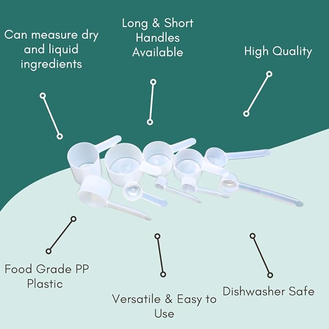 25 mL (5 Teaspoon) Long Handle Scoop for Measuring Coffee, Pet Food, Grains, Protein, Spices and Other Dry Goods (Pack of 10)