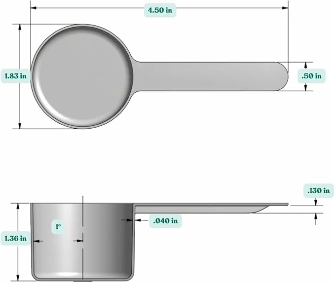50 mL (50 CC | 1.69 Oz.) Long Handle Scoop for Measuring Coffee, Pet Food, Grains, Protein, Spices and Other Dry Goods (Pack of 1)