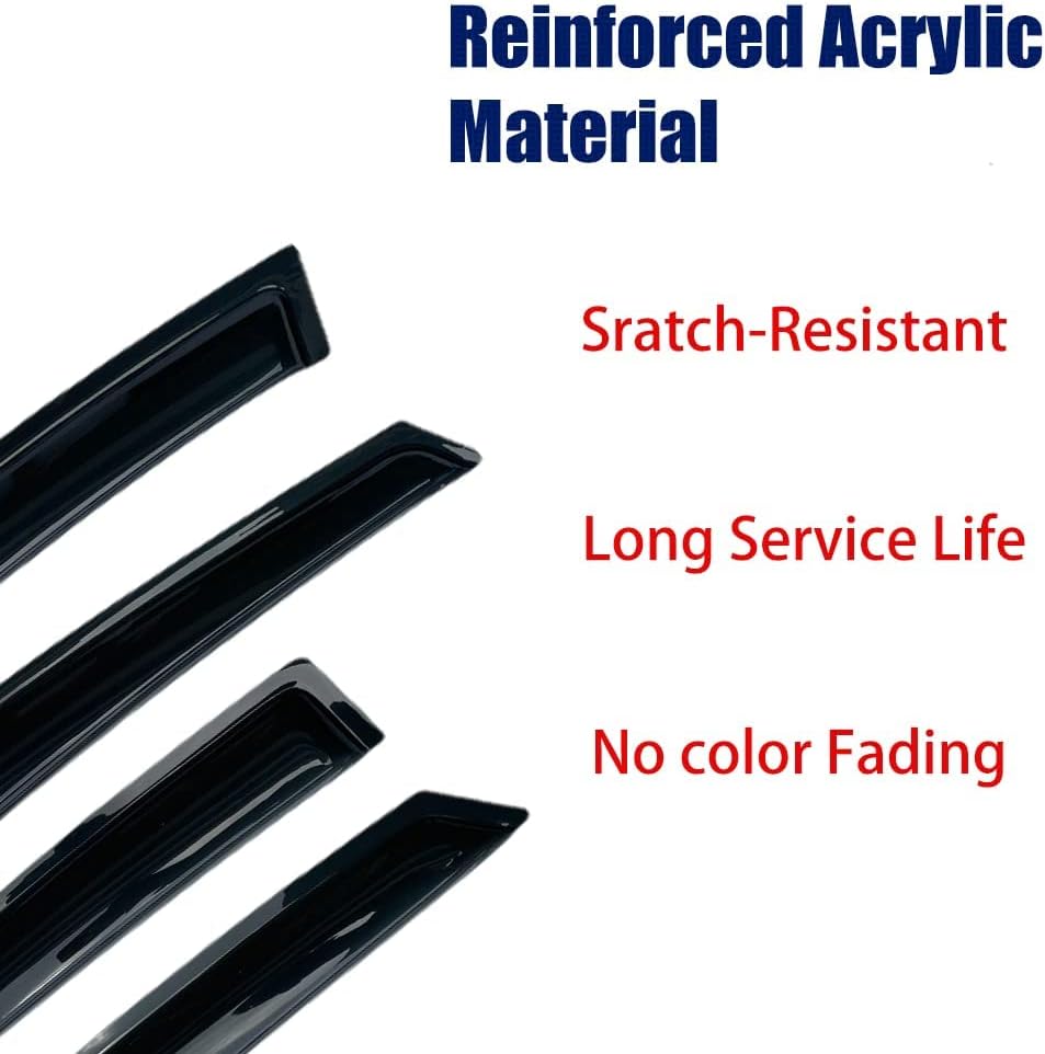 Side Window Visor Vent Wind Deflector fit for 1991-2001 Ford Explorer 4-Door& 2001-2005 Ford Explorer Sport Trac&1997-2001 Mercury Mountaineer, 4pcs in-Channel Sun Rain Guards Set 94074