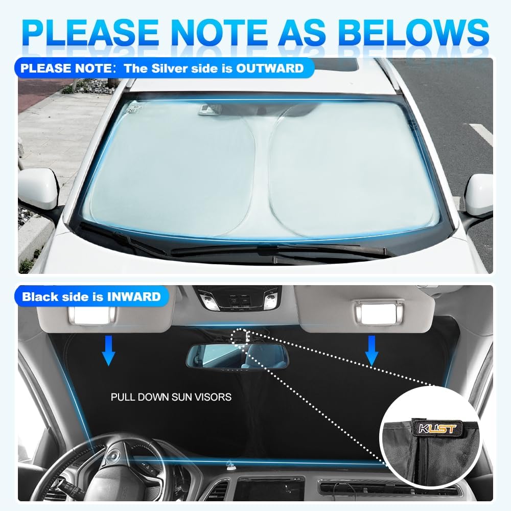 KUST Windshield Sun Shade for Buick Enclave Accessories 2018-2024 Custom Fit Sunshade Foldable Sun Visor Protector Blocks UV Rays Keep Your Car Cooler
