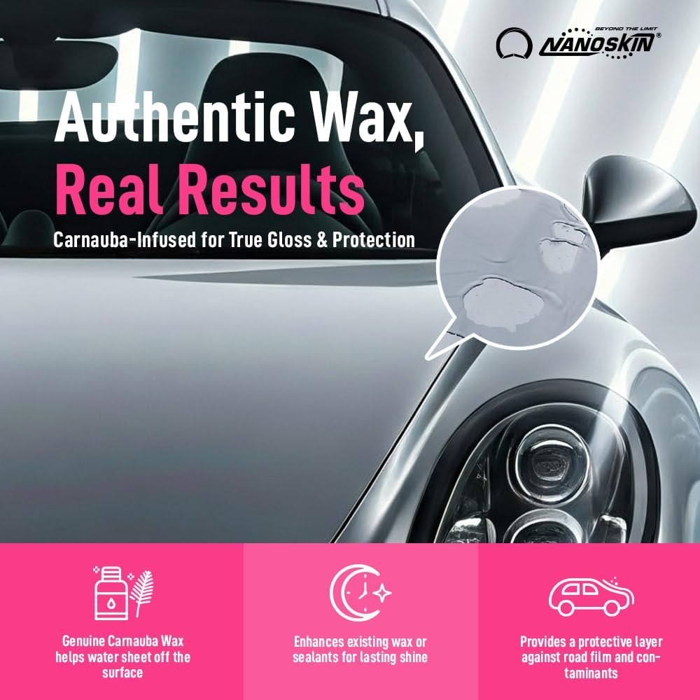 Nanoskin WASH N' WAX with Carnauba 30 gallons - Cleans & Shines in One Step | Works with Foam Cannon, Foam Gun, Bucket Washes, Pressure Washer | Carnauba Wax Protection for Cars