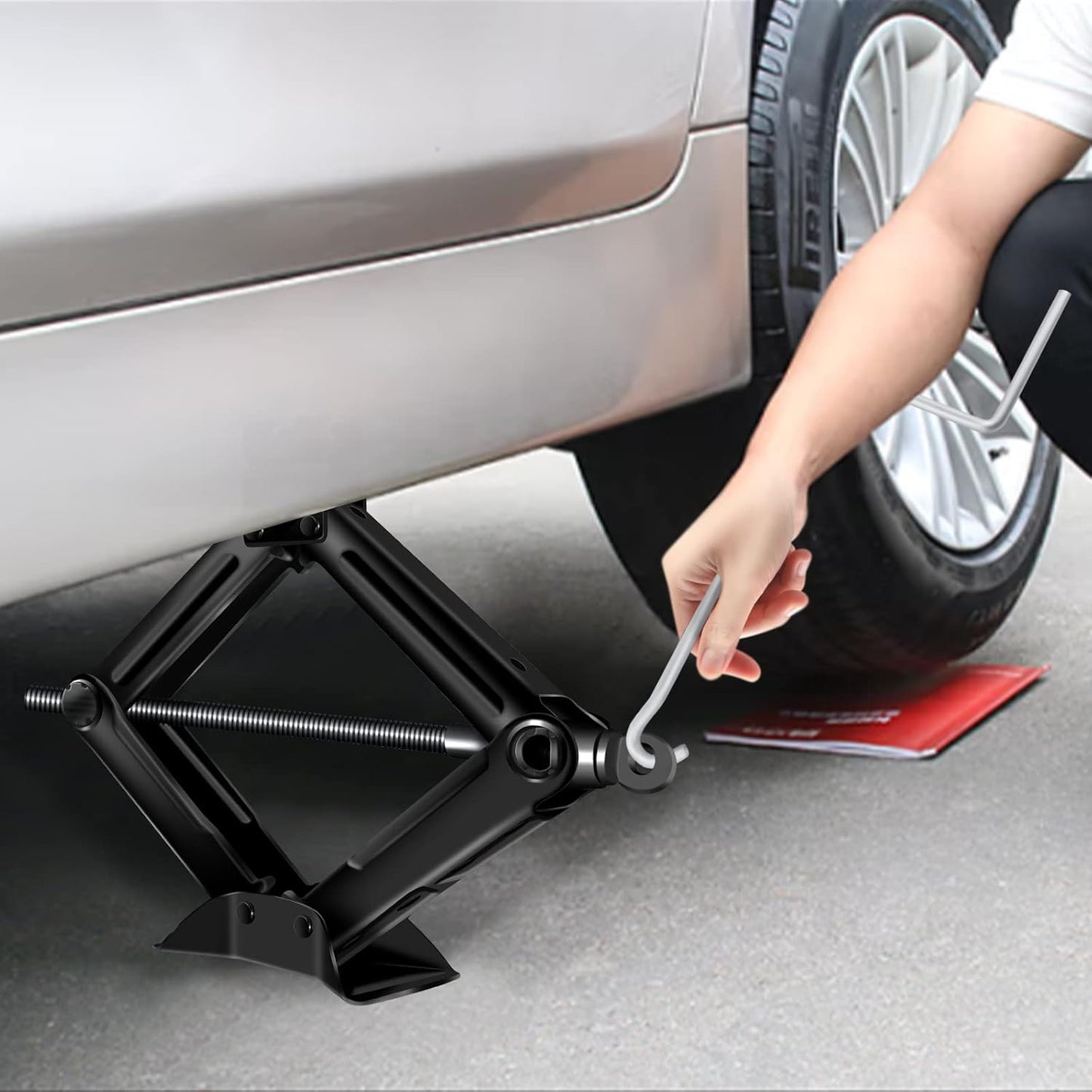 Car Jack Kit,Scissor Jack,Scissor Lift Jack for Car 2 Ton (4409 lbs) Tire Jack Tool Kit Universal Car Emergency Kit with Crank Handle, Heavy Lifting Jack,Portable Tire Changing Kit for Car Truck SUV