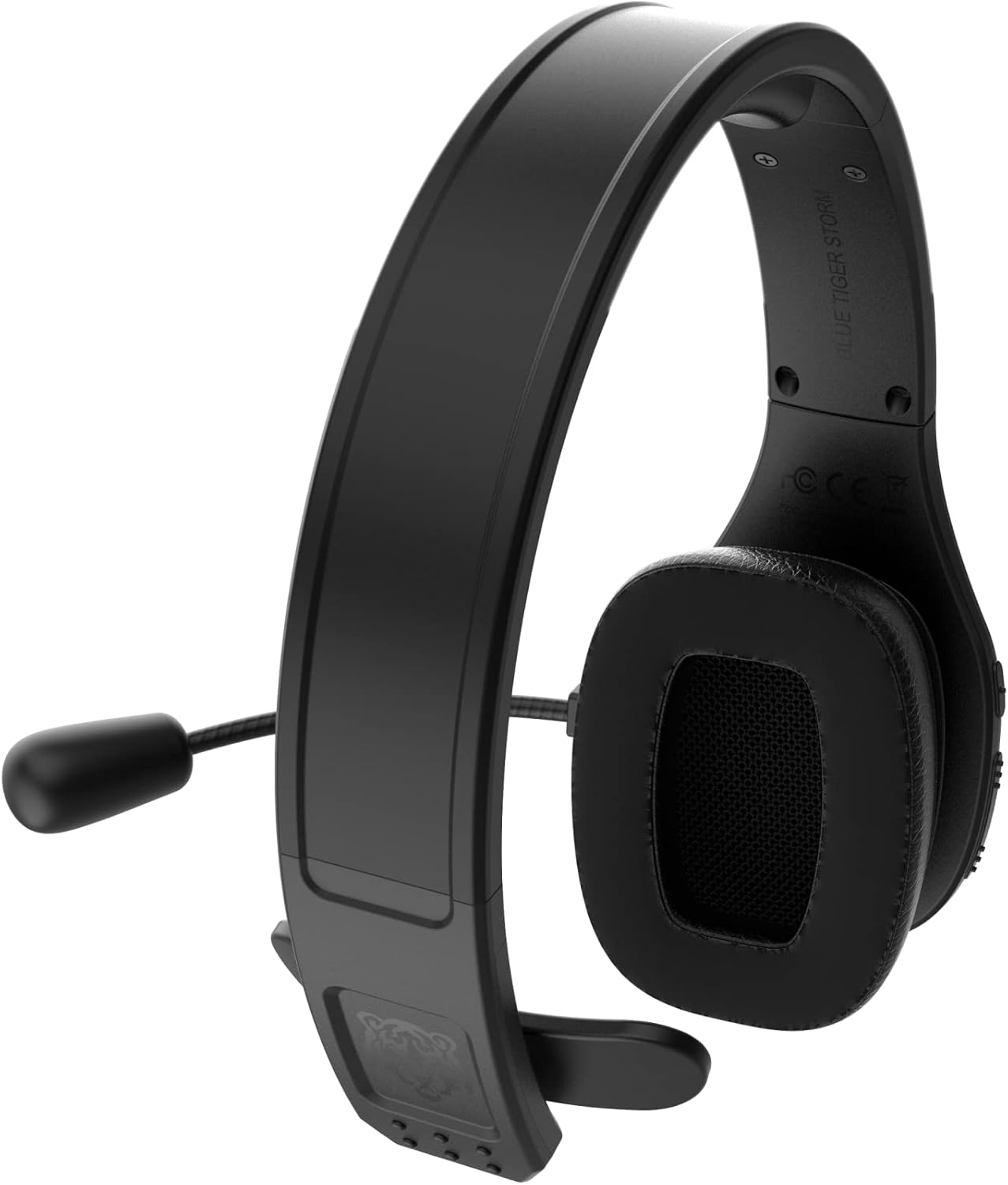 Blue Tiger Storm Black - Premium Trucker Bluetooth Headset - Wireless Noise Canceling Mono Headset with Mic - High-Fidelity Sound, 30-Hour Talk Time, USB-C Charging - for Truck Drivers, Bluetooth 5.0