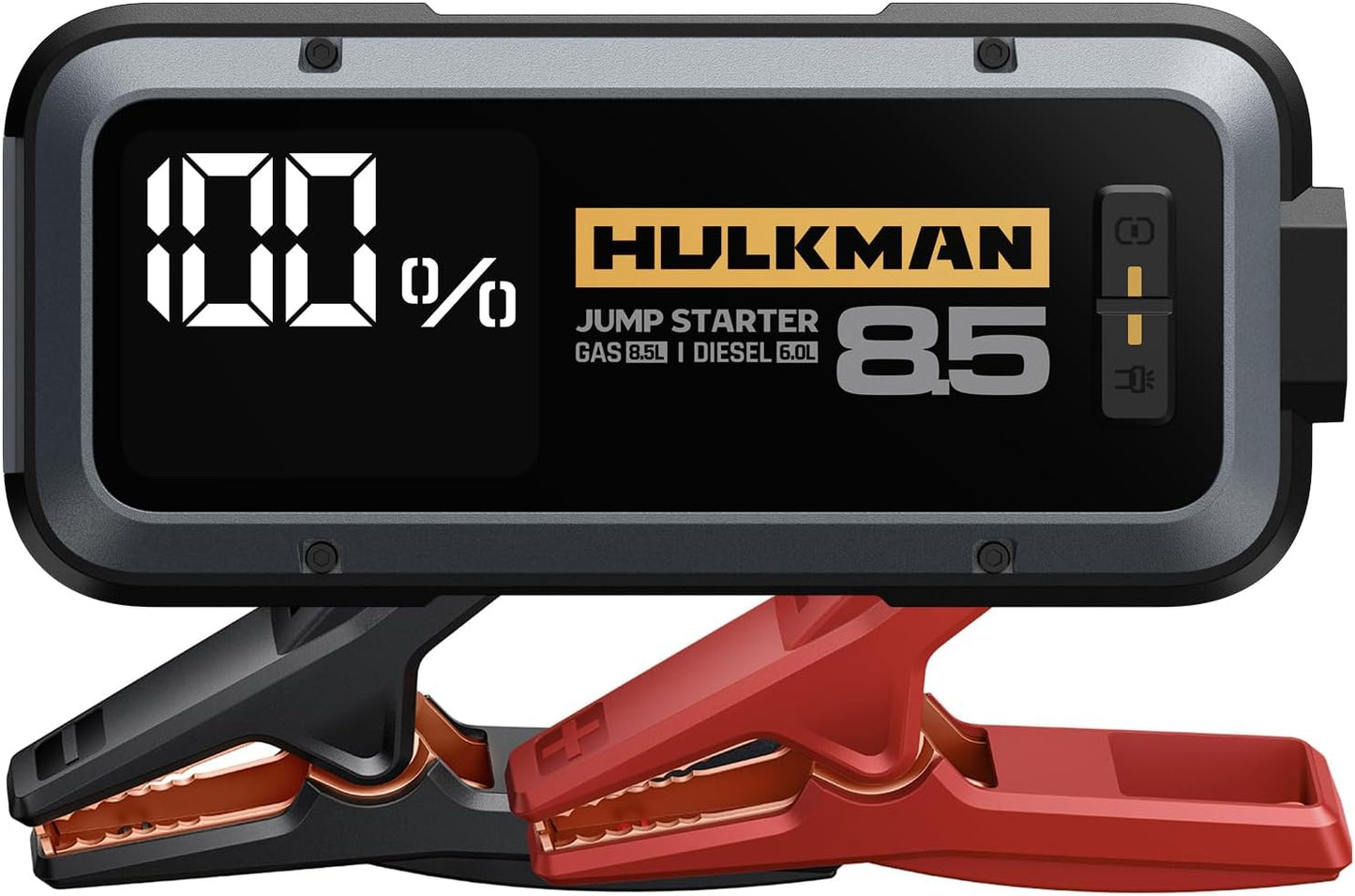 Hulkman Alpha85,Space Gray,2000A 74Wh Smart Jump Starter,12V Portable Car Battery Booster with 3.3" Display,USB-C Power Pack,5-Mode Flashlight,Jumper Cables for up to 8.5L Gas/6.0L Diesel