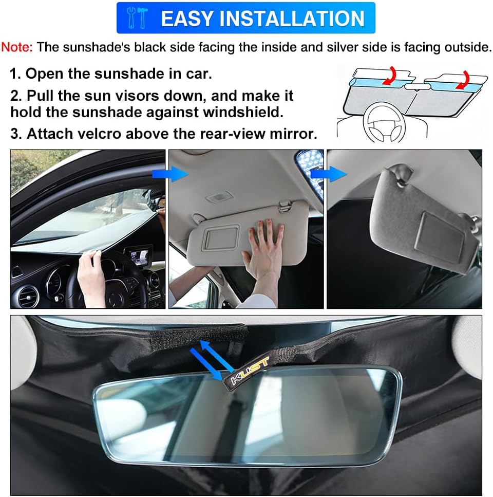 KUST Windshield Sun Shade for 2019-2021 Infiniti QX50 & 2021-2025 2026 QX55 Accessories Window Sunshade Sun Visor Protector Foldable Blocks UV Rays Keep Car Cooler