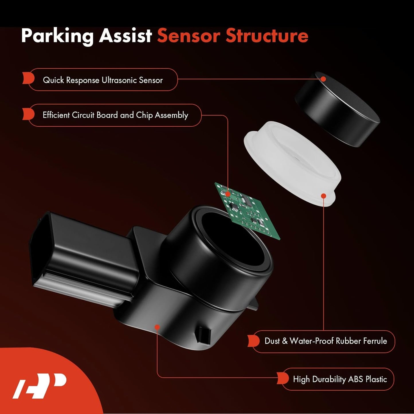 A-Premium 4-PC Reverse Backup Parking Assist Aid Sensor Compatible with Ford Models - F-150 F150, F-250/F-350/F-450/F-550 Super Duty, 2015 2016 2017 2018 2019 2020