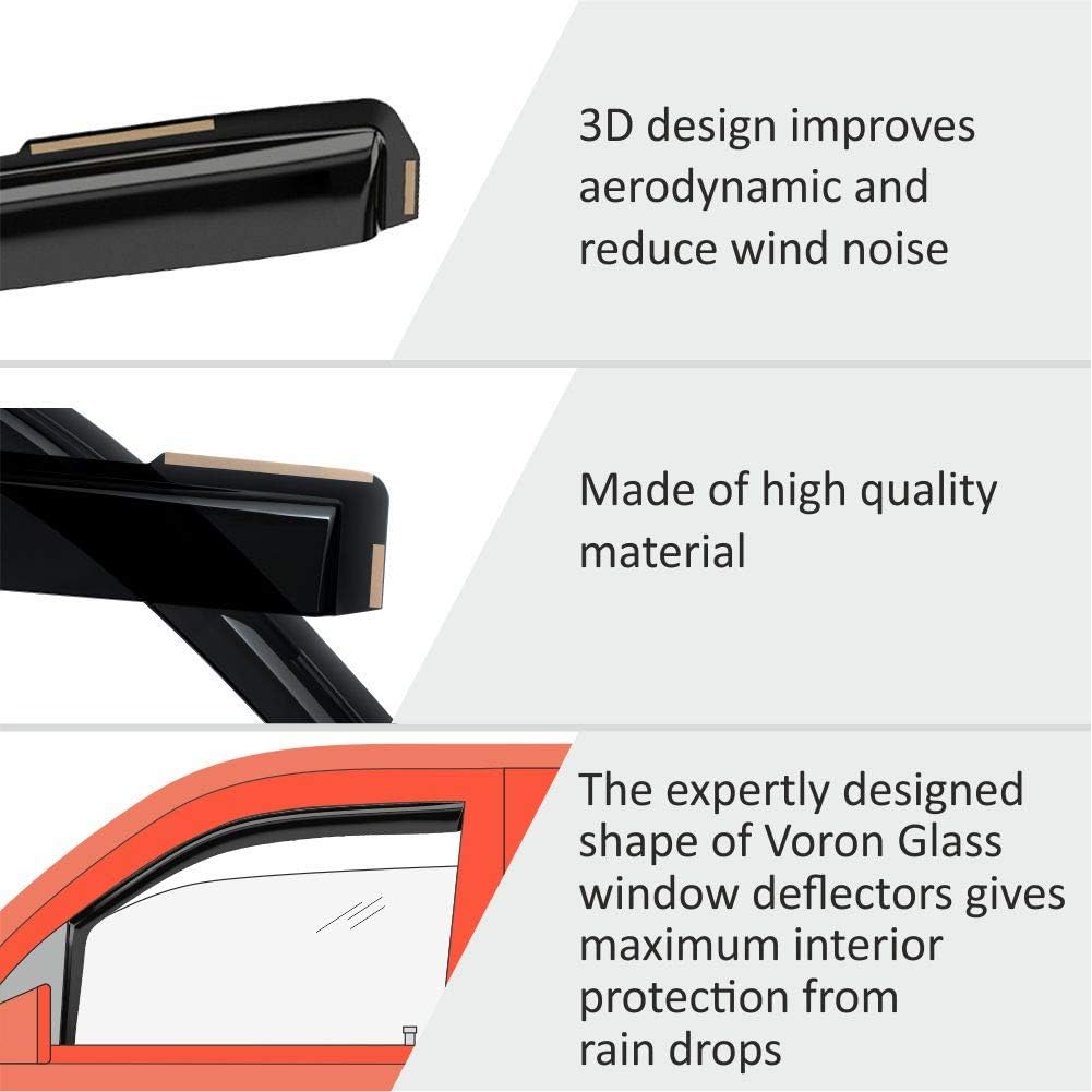 Voron Glass in-Channel Extra Durable Rain Guards for Volkswagen Atlas 2018-2025, Window Deflectors, Vent Window Visors, 4 Pieces - 200256