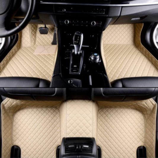 Custom All-Weather Protection Luxury Leather Floor Mats for Cars SUVs Trucks According Anti-Slip Leather Floor mats ﻿ (9,Beige)