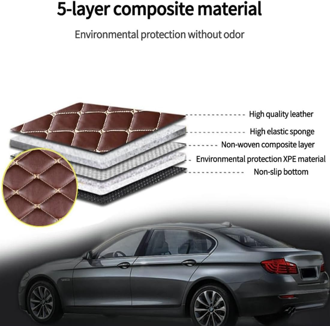 Custom Personalized Floor Mats for Cars，Luxury Full Coverage All Car Floor Mats，Anti-Slip Leather Car Mat Set ，Custom Floor Mats for 99% of Cars, Trucks & SUVs. (Orange and Black)