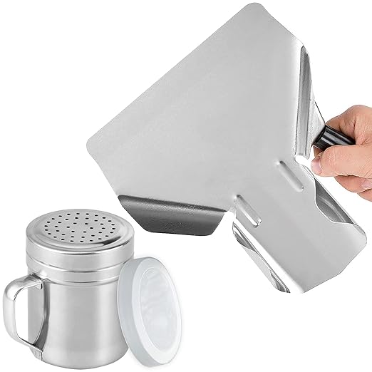 CUSINIUM Popcorn Scoop Right Handle and Medium Holes Dredge Set - Metal Popcorn Scooper - French Fry Scoop - No Seasonings/Consumables included