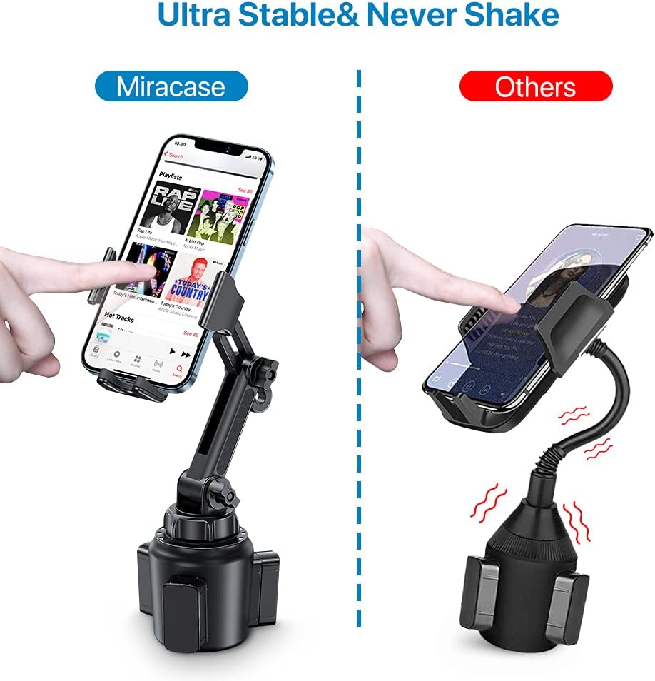 Miracase Cup Phone Holder for Car, [Upgraded Version] Adjustable Long Neck Car Cup Holder Phone Mount Cradle Friendly Compatible with iPhone Samsung Google and All Smartphones, Light Blue
