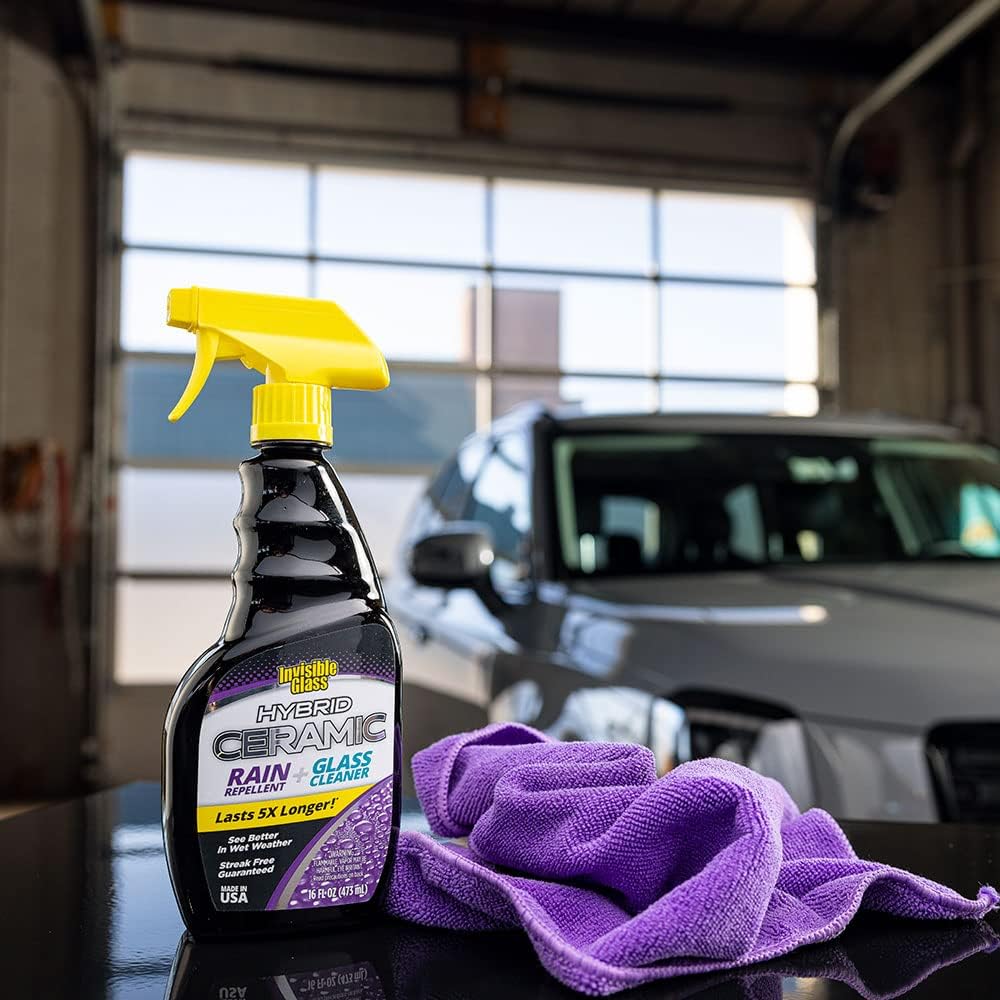Invisible Glass 92183 Hybrid Ceramic Rain Repellent and Glass Cleaner Cleans and Protects Car Windows and Windshields with Long-Lasting Water-Repellent Si02 Technology, 16 Fl Oz, Pack of 1