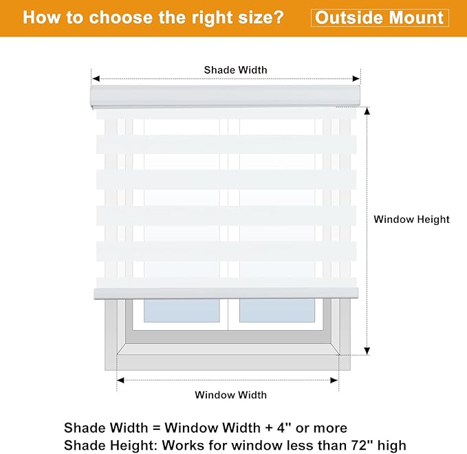 Persilux Cordless Zebra Blinds for Windows (58" W X 64" H, White) Free-Stop Roller Windows Shades Dual Layer Light Control for Day and Night, Light Filtering Sheer Shades for Home, Easy to Install