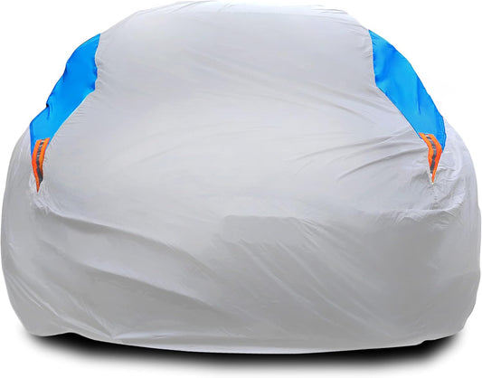 MORNYRAY Waterproof Car Cover All Weather Snowproof UV Protection Windproof Outdoor Full car Cover, Universal Fit for Sedan (Silvery, A0-Fit Sedan Length(Up to 153 inch)