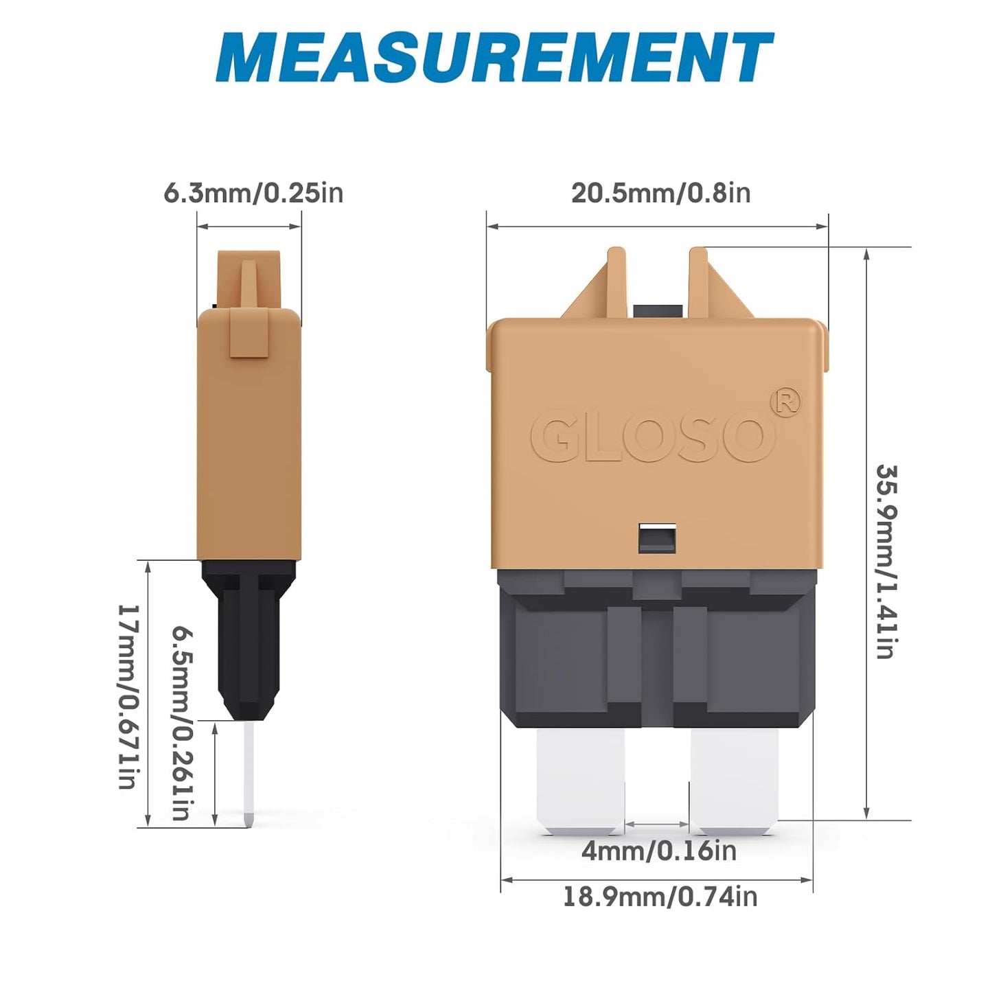 GLOSO Circuit Breaker Blade Fuse E39 (T3) Manual Reset Fuse For Car Truck RV Automotive Marine Boat Trolling motor & Custom Wiring Audio battery protection/Low Profile ATC/ATO(15A - 1 Pack)
