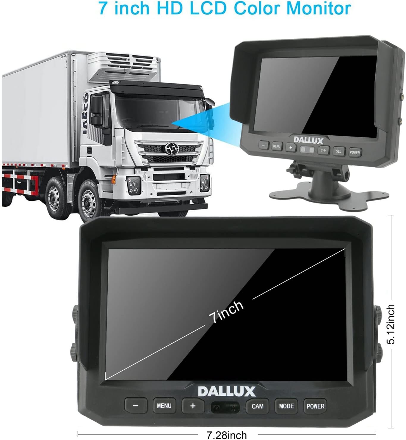7" 1080P AHD Wired Reverse Rear View Backup Camera System, Waterproof Rearview Reverse Camera 130 Degree Wide Angle Night Vision 4 PIN Cam System for Tractor/Truck/Excavator/Caravan/Skid Steer/RV