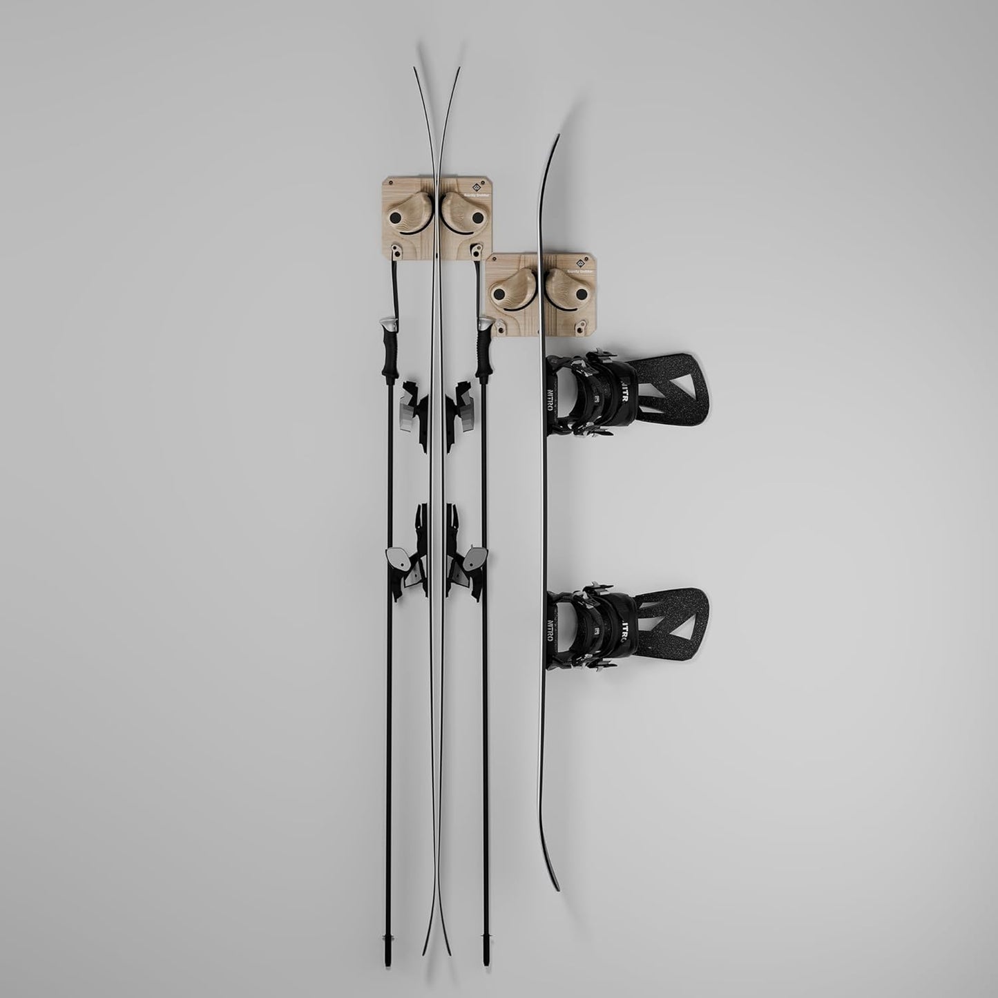 Ultimate Ski & Snowboard Wall Rack | Secure, Non-Slip Storage | Fits Any Ski/Board | Garage Organization | Ski Storage Rack | Snowboard Storage Rack | Winter Gear Organizer | 2 Pck