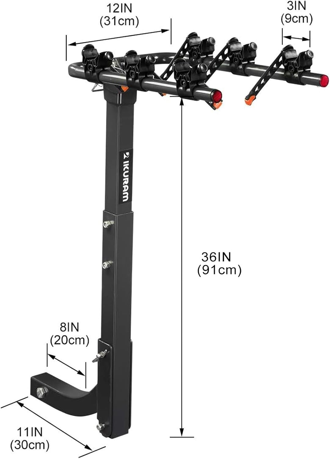 3 Bike Rack Bicycle Carrier Racks Hitch Mount Double Foldable Rack for Cars Truck SUV Fits 2" Receiver, Tie Down Strap, Anti-Rattle Hitch Tightener & Locking Hitch Pin
