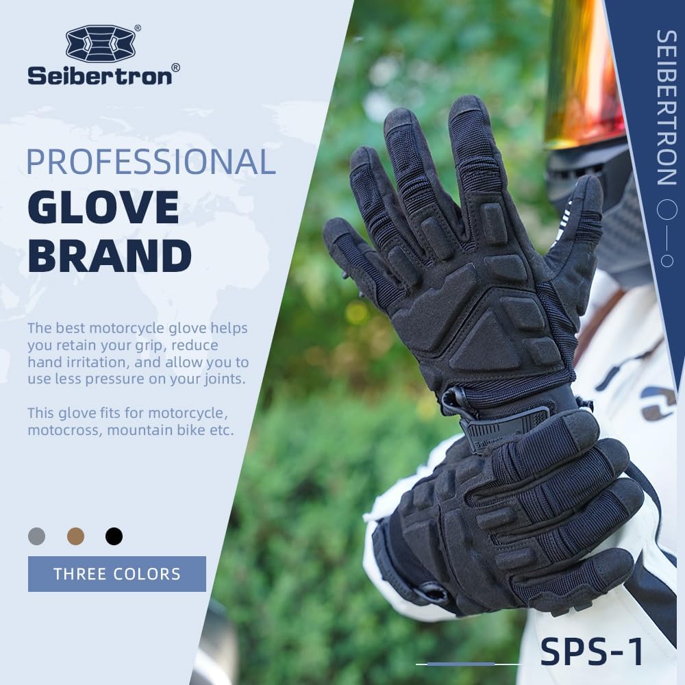 Seibertron SPS Series Touchscreen Motorcycle Motocross BMX ATV MTB Bicycle Cycling Full or Half Finger Gloves Adult and Youth