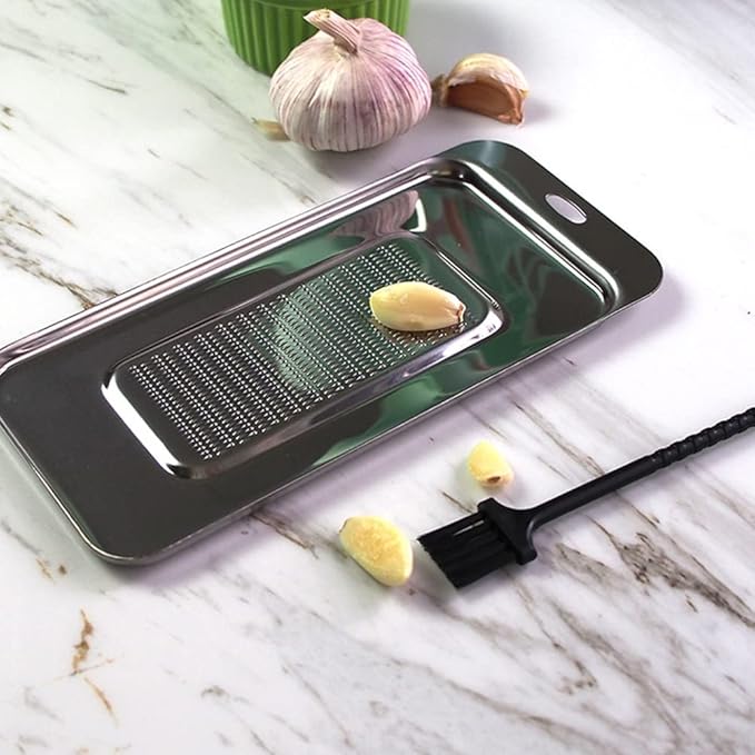 Stainless Steel Ginger Grater, Lemon Zester, Cheese Grater with Wasabi Garlic Grinding Tool for Sushi, Sashimi, Tempura, Silver