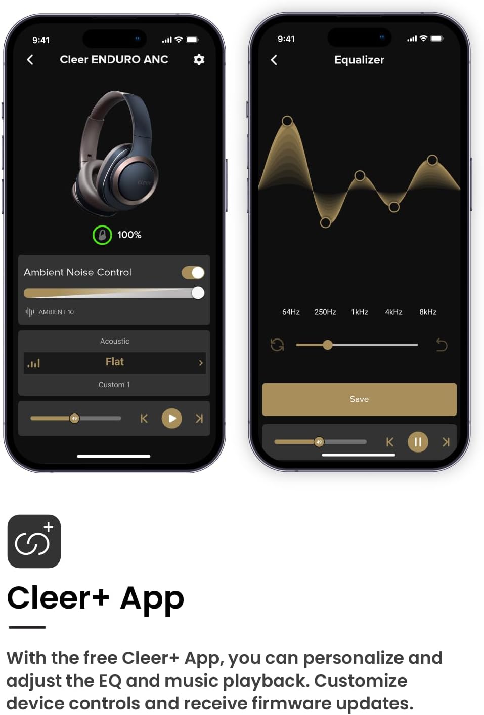 Cleer Enduro ANC Noise Cancelling Over the Ear Bluetooth Headphones with Mic, 60 Hrs Playtime, Noise Canceling, Ambient EQ Modes, Hi-Res Audio, Deep Bass, Multi-Point Connect, Bluetooth 5.0, Dark Navy