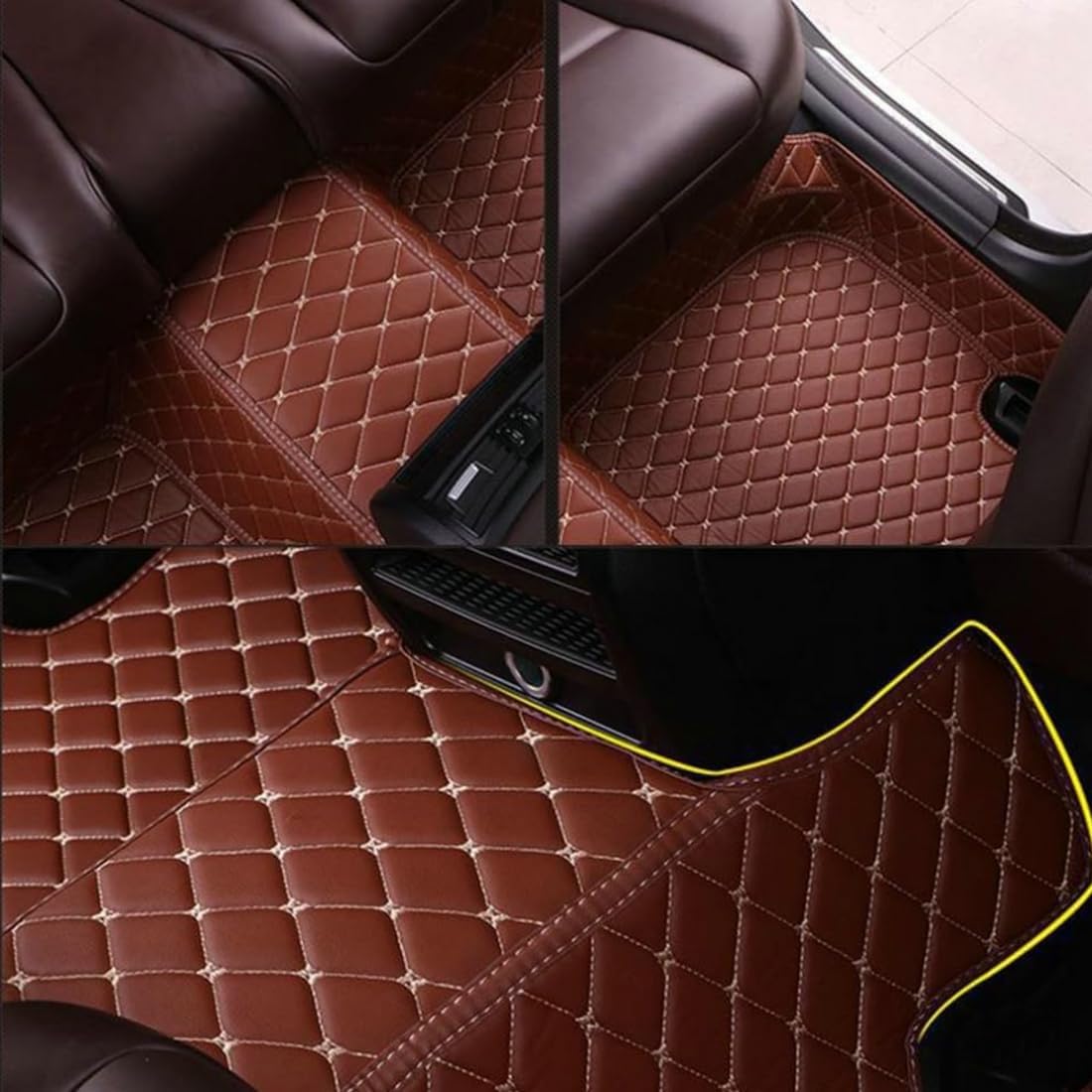 Custom Personalized Floor Mats for Cars，Luxury Full Coverage All Car Floor Mats，Anti-Slip Leather Car Mat Set ，Custom Floor Mats for 99% of Cars, Trucks & SUVs. (Red and Black)