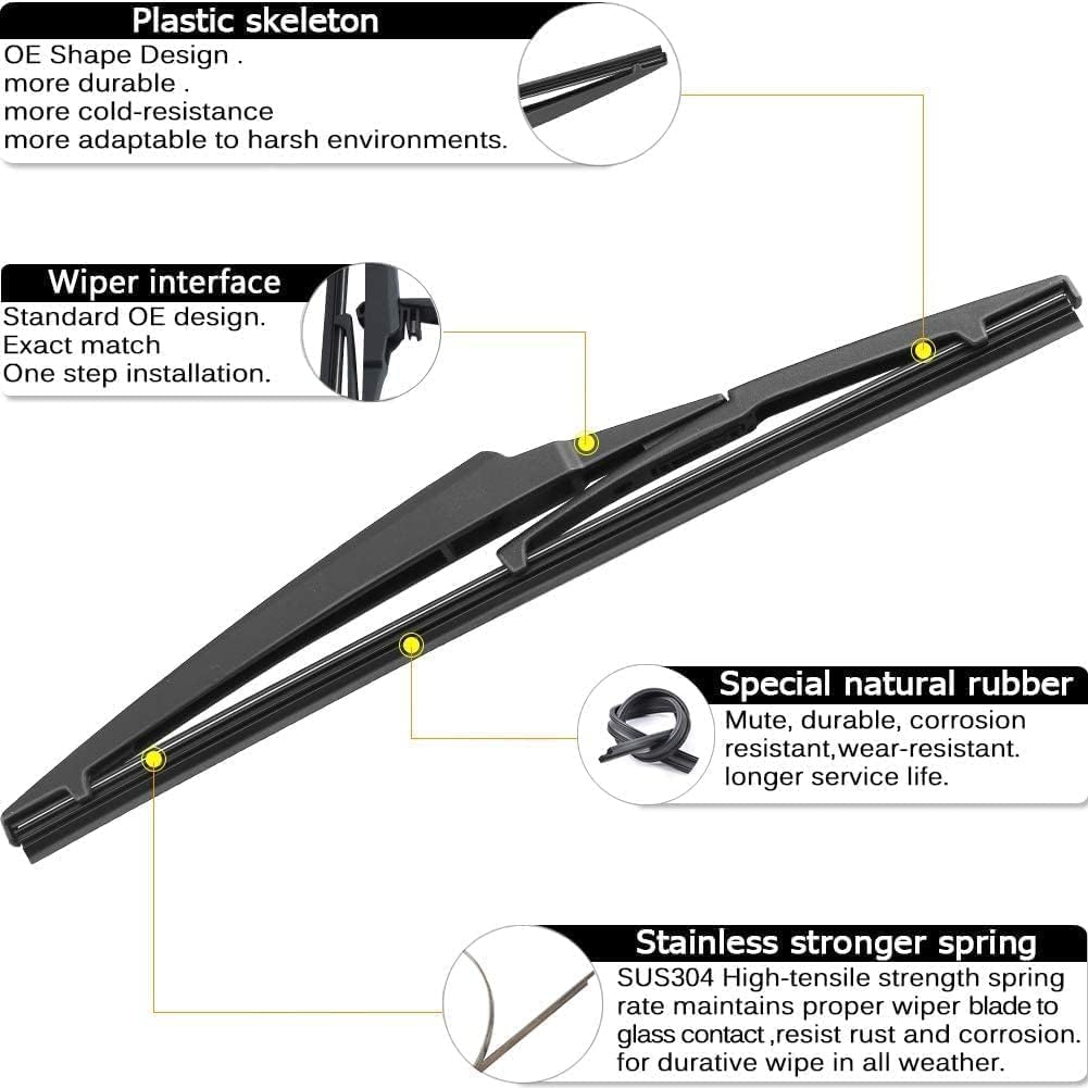 AUTOBOO 26"+14" Windshield Wipers with 12" Rear Wiper Blade Replacement for Toyota Yaris 2007-2011 -Original Factory Quality (Pack of 3)