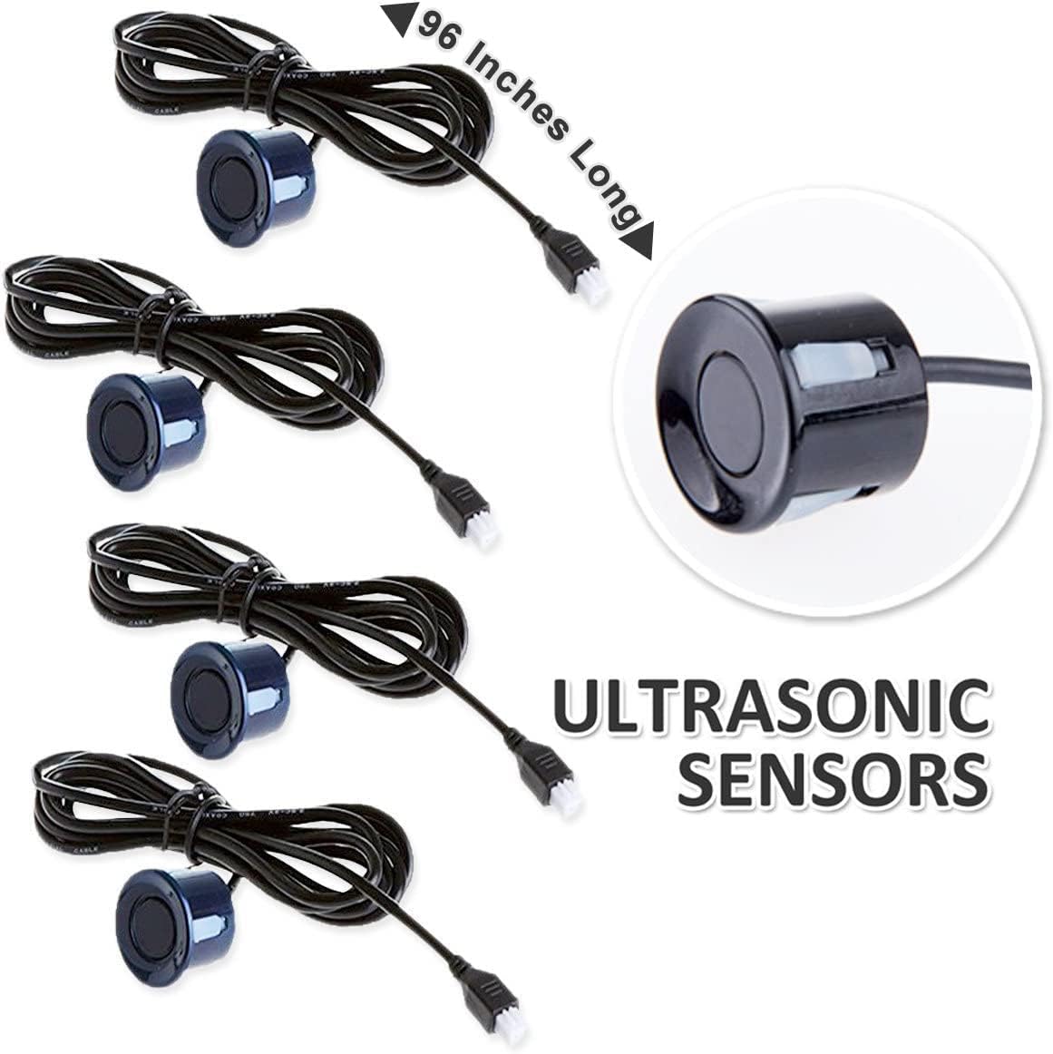 ZONETECH New 4 Parking Sensors LED Display Car Reverse Backup Radar System 10 Pack