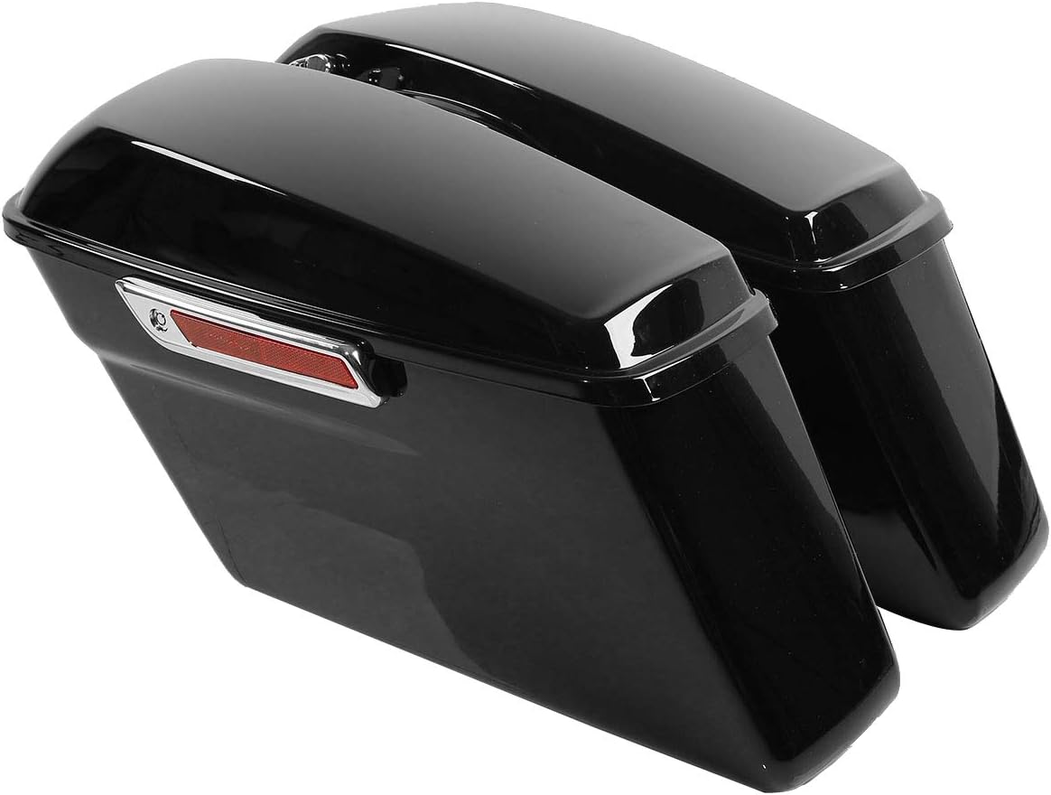 XFMT Vivid Black Motorcycle Saddlebags Hard Saddle Bags W/Chrome Conversion Bracket For Harley Softail Heritage Deluxe 1984-2017