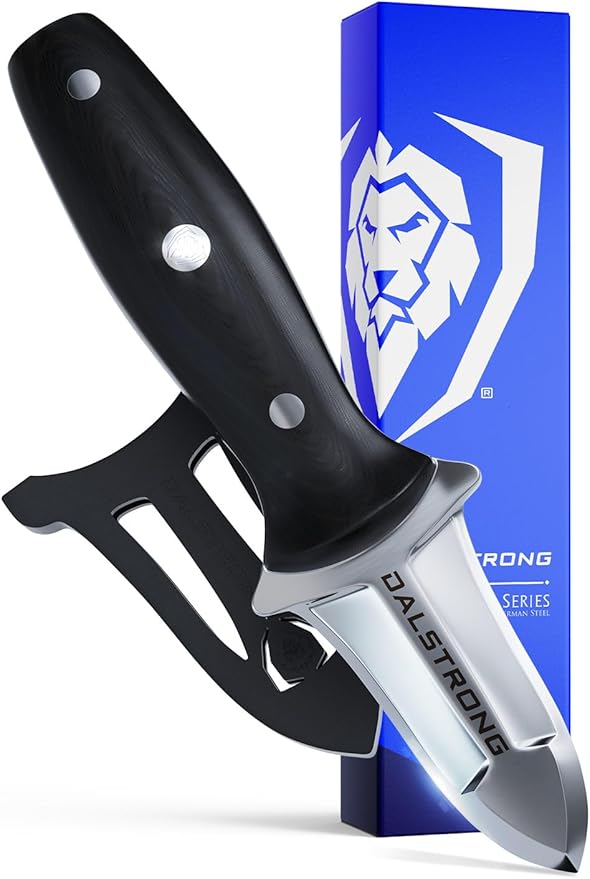 Dalstrong Clam Oyster Knife- 3” Shellfish & Oyster Shucker Clamp Knife - Gladiator Series Elite - Forged HC German Steel - Crab Eating Utensils- G10 Handle - W/Sheath- NSF Certified