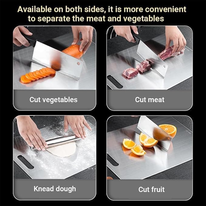 Titanium Cutting Board - 100% Pure Titanium Cutting Boards for Kitchen - Cutting Edge Hygiene & Durability, 1 Pack Double Sided Medical-grade Cutting Mat, Easy to Clean (12"L x 9"W)