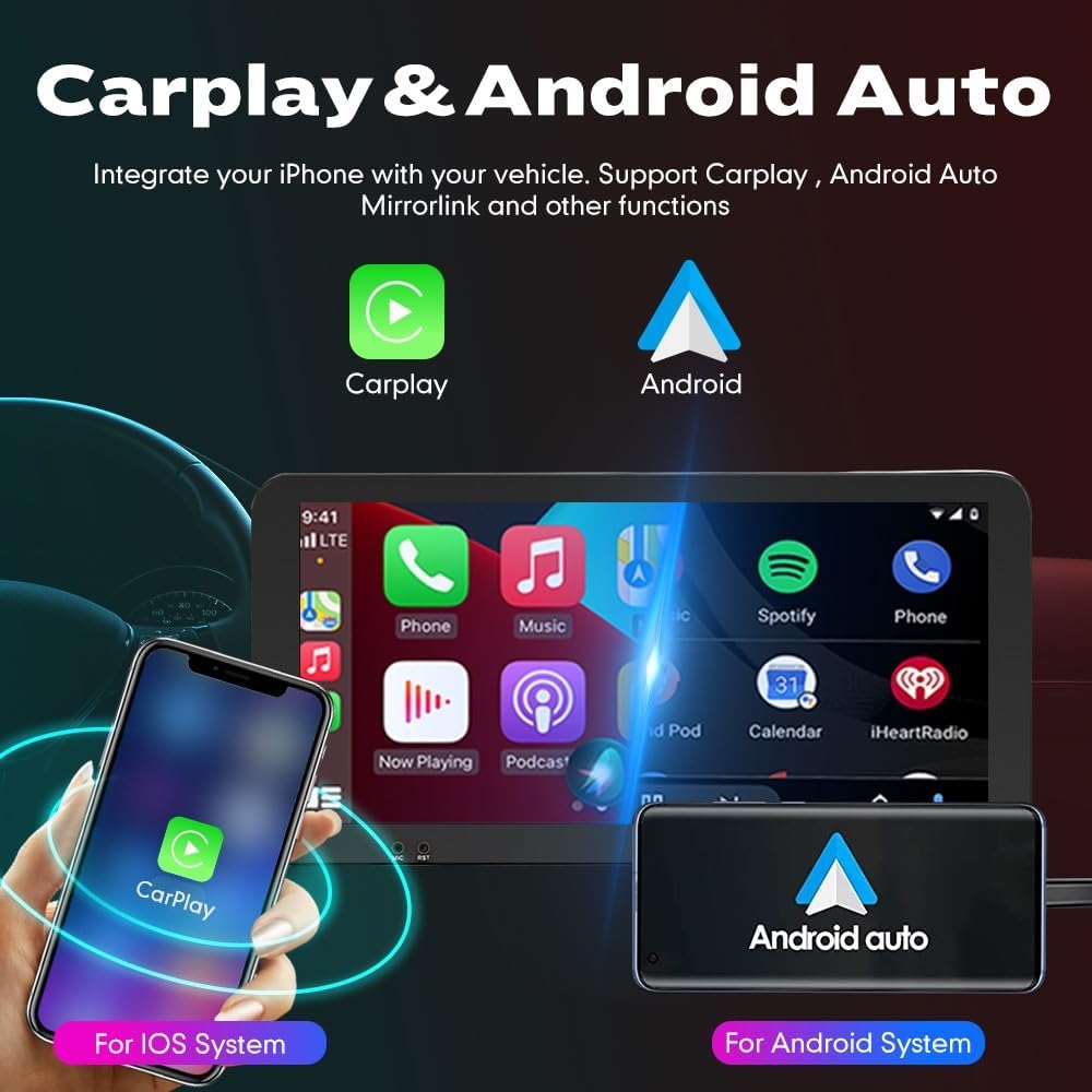 Kunfine Car CarPlay Android Auto Navigation Stereo GPS Radio Camera Display 10.33" QLED Touchscreen Headunit Tablet Media Player for Peugeot 301 2013-2022, if Applicable Octa Core 2G+32G Gloss Black