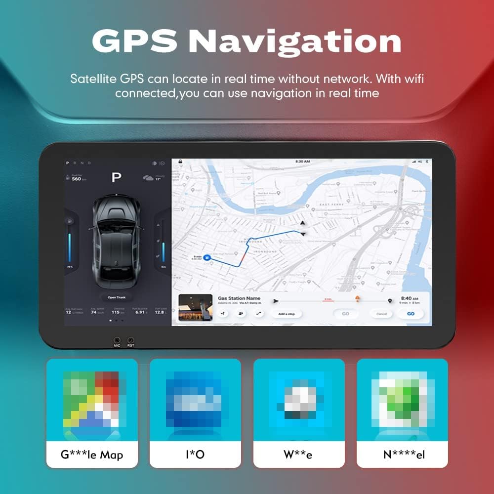Kunfine Car CarPlay Android Auto Navigation Stereo GPS Radio Camera Display 10.33" QLED Touchscreen Headunit Tablet Media Player for Peugeot 301 2013-2022, if Applicable Octa Core 6G+128G Gloss Black