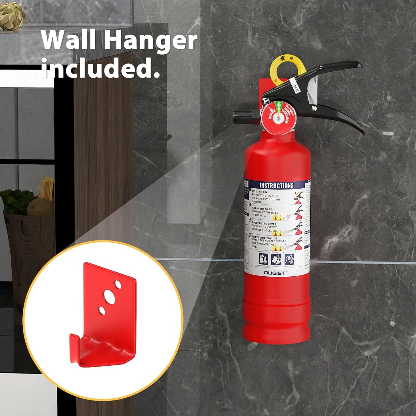 ABC Fire Extinguisher for Home & Vehicle - 2.5 lb 1-A:10-B:C Rated, Dry Chemical Fire Safety with Quick-Release Handle, Certified for Kitchen/Car/Boat Use (Model FF1KG)