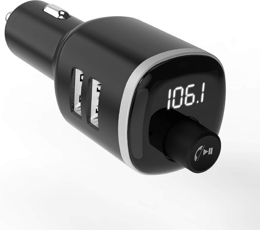 Scosche BTFM4 BTFREQ Universal Bluetooth Handsfree Car Kit with FM Transmitter and Dual USB Ports, Black