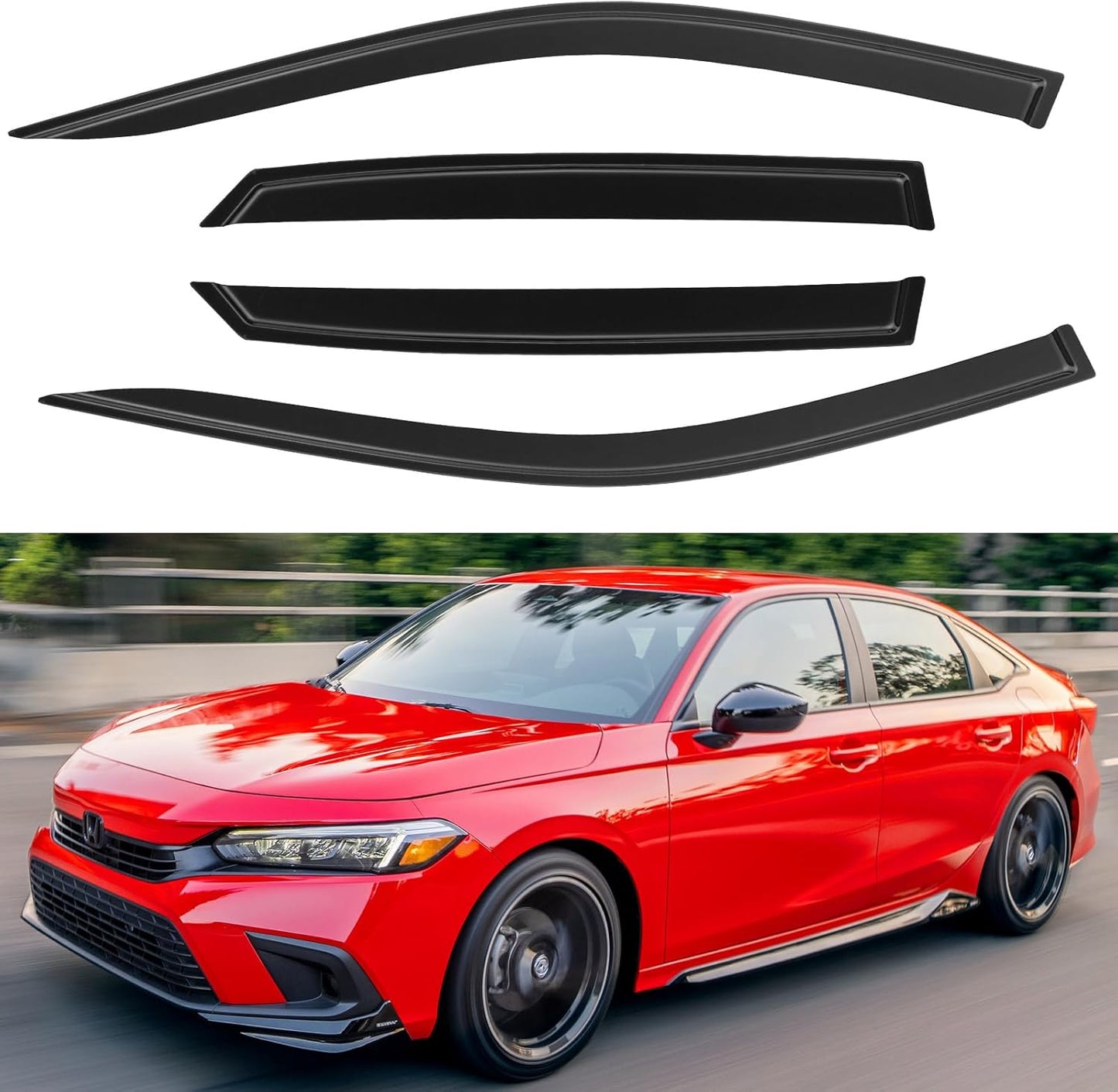 Window Visors Rain Guards for 2022 2023 2024 2025 Honda Civic, Out-Channel Window Vent Wind Deflectors Visors Shades for 22 23 24 25 Civic, for Sedan ONLY