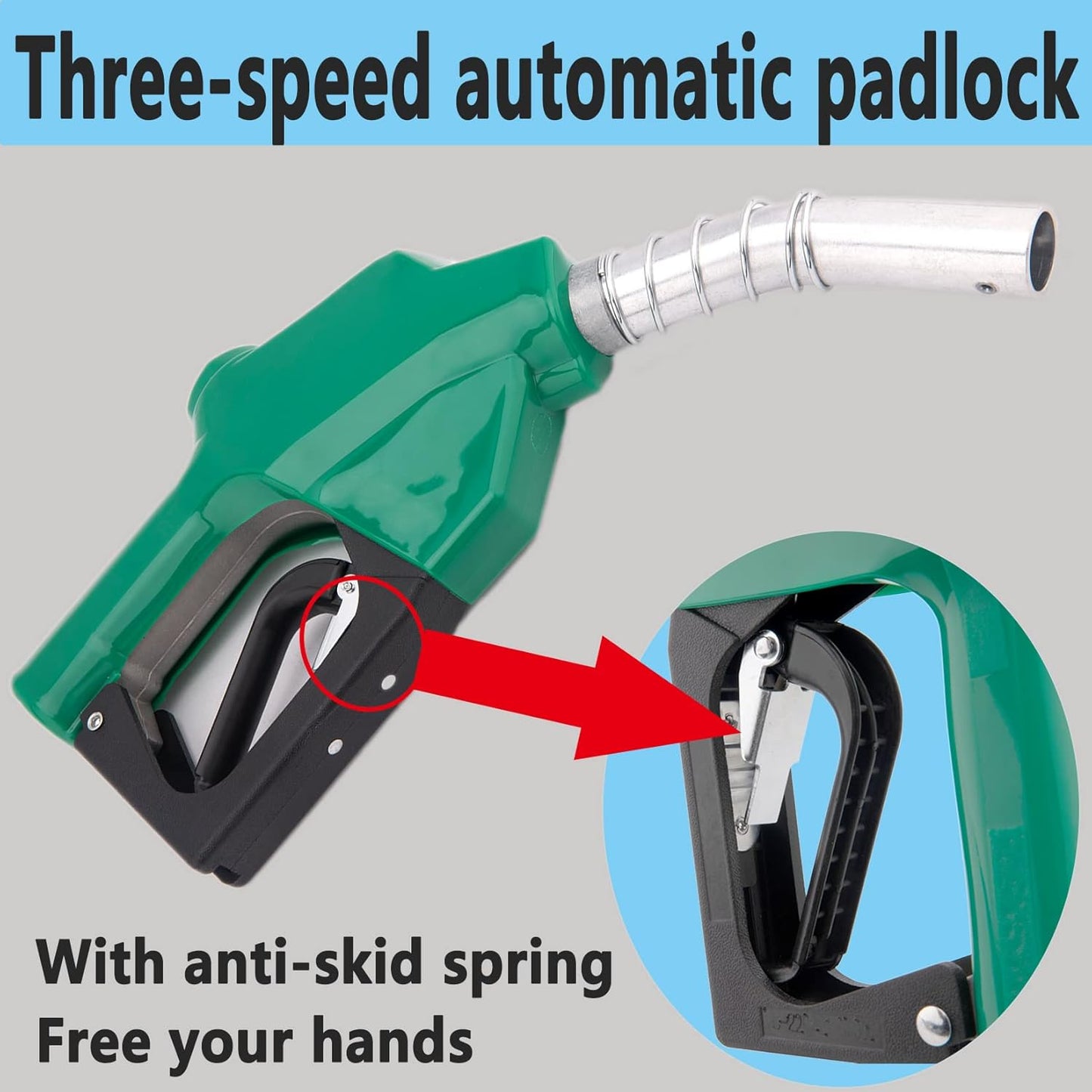 1-3/16"Automatic Fuel Nozzle,Car Fuel Filling Nozzle,Auto Shut-Off Fuel Nozzle, High Flow Automatic Fuel Nozzle, Suitable for Filling Diesel,Kerosene and Various Gasoline(inlet 1”NPT,32GPM)