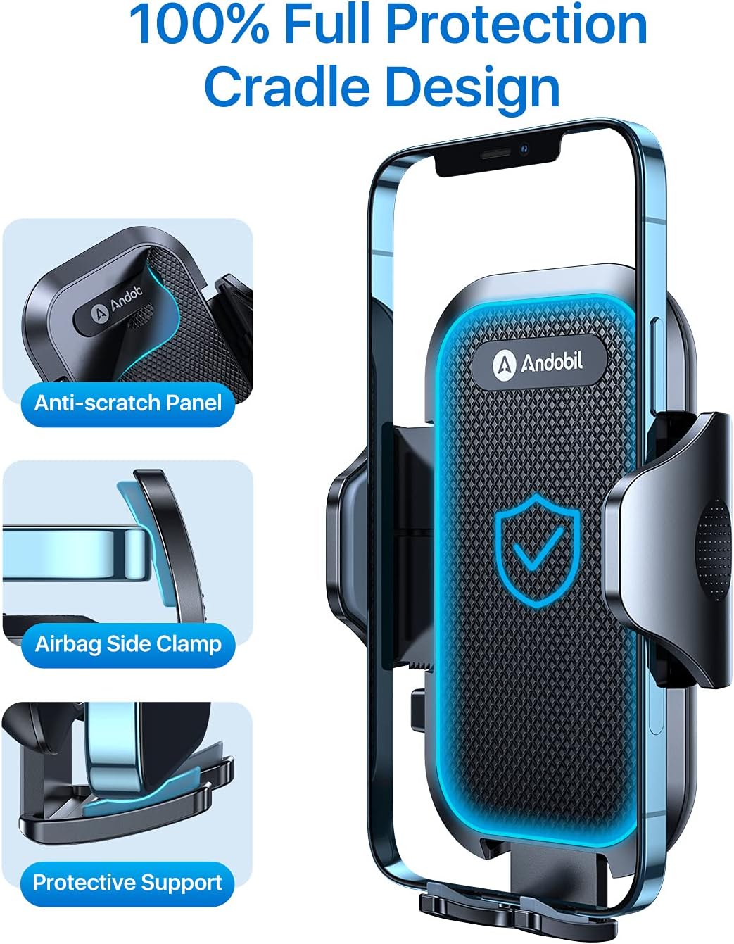 andobil 2025 Upgraded Car Phone Holder Mount for Vent, Military Sturdy Metal Clip Air Vent Phone Holder for Your Car Easy Used Cell Phone Car Mount for iPhone 16 15 14 13 12 Pro Max Samsung S25 S24