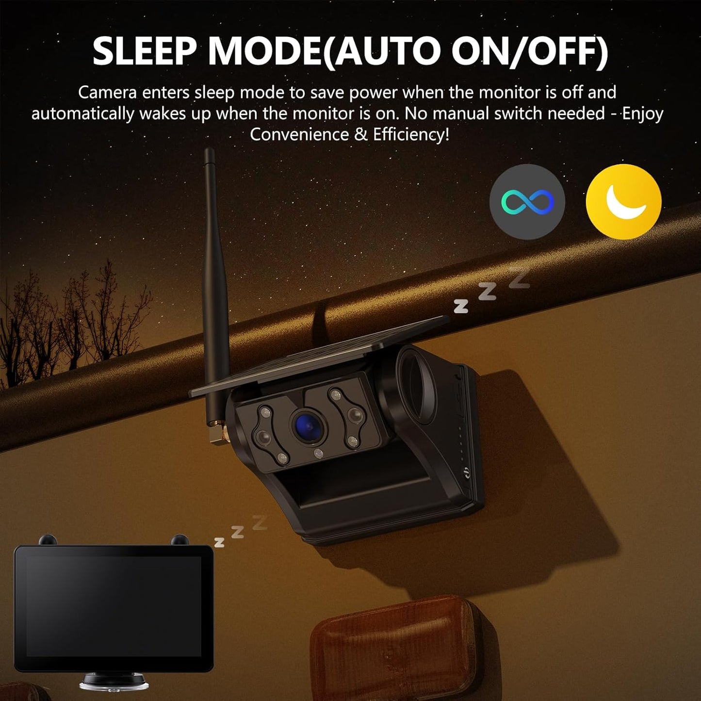 Magnetic Solar Wireless RV Backup Camera, 1080P 7" Touchscreen IPS Monitor & Auto On Off Rear View Camera, 1 Minute Setup Night Vision Recording Guidelines, Back up Camera for Trailer Truck M7